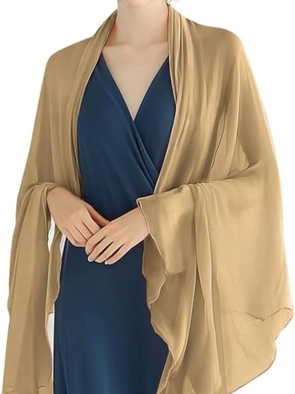Women Chiffon Sheer Shawl Wraps for Evening Dresses, 79"x24" Lightweight Soft Ch